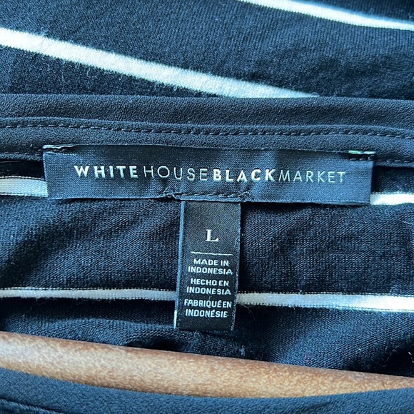 White House Black Market size L black and white bell sleeves with tie - Picture 3 of 5